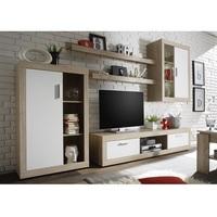 Essen Living Room Set 1 In Sonoma Oak And White Fronts With LED