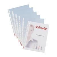 Esselte Standard Pocket Heavyweight Polypropylene Multipunched Top-opening A4 Clear (Pack 100)