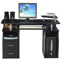 Essentials Double Pedestal Computer Desk with 2 Drawers Black