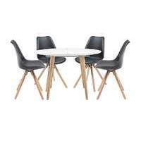 Espen Extending Round Table and 4 Dining Chairs