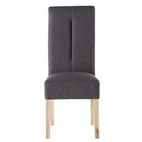 Espero Fabric Dining Chair In Grey With Wooden Legs