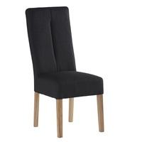 Espero Fabric Dining Chair In Black With Wooden Legs