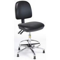 ESD HIGH ERGONOMIC CHAIR WITH ADJUSTABLE FOOT RING IN BLACK VINYL