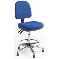 ESD HIGH ERGONOMIC CHAIR WITH ADJUSTABLE FOOT RING IN BLUE FABRIC