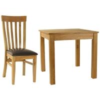 essentials oak dining set small square with 4 slatback with faux seat  ...