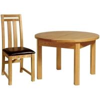 essentials oak dining set round extending with 4 neveda chairs