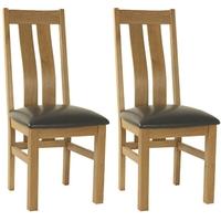 Essentials Oak Dining Chair - Curve Back with Faux Seat (Pair)