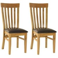 essentials oak dining chair slatback with faux seat pair