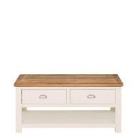 Eskdale 2 Drawer Oak Coffee Table, Linen