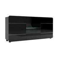 Estonia Sideboard In Lacquered Black With 3 Doors And LED Lights