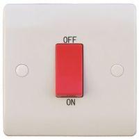 ESR Sline 45A White 1G Double Pole 230V Electric Cooker Wall Plate Switch