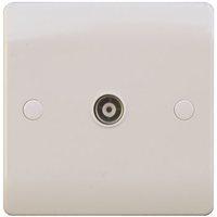 ESR Sline White Coaxial TV Outlet Un-Isolated Single Wall Plate