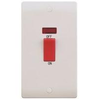 ESR Sline 45A White 2G DP 230V Electric Cooker Wall Plate Switch With Neon