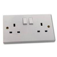 esr 2g dp 13a white 230v uk 3 pin switched electric wall socket