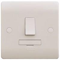 ESR Sline 13A White Switched Connection Unit DP Fused Electric Wall Plate