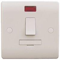 ESR Sline 13A White Switched Connection Unit with Neon Fused Spur Electric Wall Plate