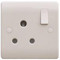 ESR Sline 5A White Round Pin 1G Single 230V Switched Electric Wall Socket