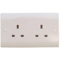 ESR Sline 13A White 2G Twin 230V UK 3 Pin Unswitched Electric Wall Socket