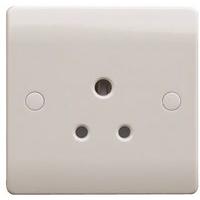 ESR Sline 5A White Round Pin 1G Single 230V Unswitched Electric Wall Socket