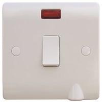 ESR Sline 20A White 1G Double Pole 230V Electric Wall Plate Switch With Neon & Flex Outlet