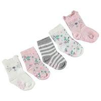 Essentials Kitten Socks Pack of 5 Baby Girls