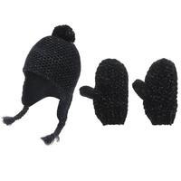 Essentials Lurex Trap Hat and Gloves Set Child Girls