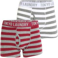 Esterbrooke (2 Pack) Striped Boxer Shorts Set in Grey Marl / White  Tokyo Laundry