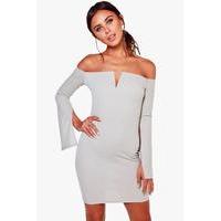 Esme Off The Shoulder Split Sleeve Dress - sage