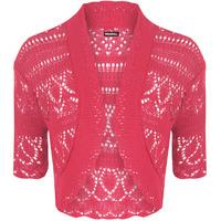 Estella Crochet Knitted Cardigan - Cerise