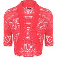 estella crochet knitted cardigan fluorescent pink