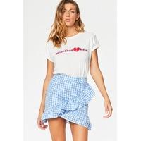 estelle blue gingham frill hem skirt