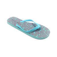 este paisley print flip flops in turquoise