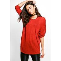 Essy Oversized Drapey Slub Jumper - rust