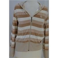 Esprit size L - Beige/coffee stripe - Hooded velour top