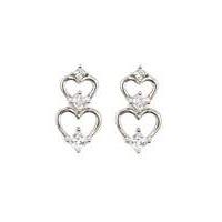 Espree Silver Double Heart Drop Earrings