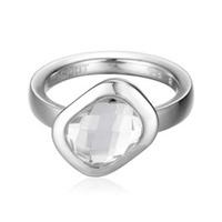 Esprit Silver Offset Faceted Glass Ring ESRG92132A180 56