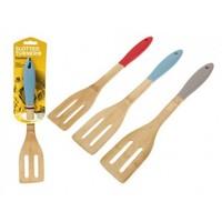 ethos bamboo slotted cooking turner with silicone handle