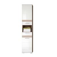 Eterno Tall Bathroom Cabinet In Oak And White High Gloss