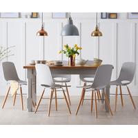 Eton 150cm Grey Solid Pine and Ash Table with Nordic Wooden Leg Grey Chairs