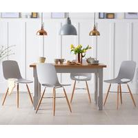 Eton 130cm Grey Solid Pine and Ash Table with Nordic Wooden Leg Grey Chairs