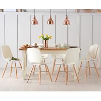 eton 120cm cream solid pine and ash table with nordic wooden leg cream ...