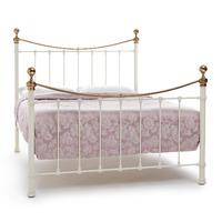 Ethan Metal Ivory Gloss Brass Bedstead Double