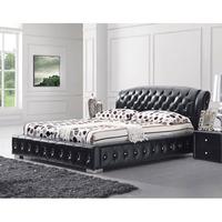 Ethan King Size Bed In Black Faux Leather With Rhinestones