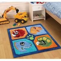 etrading1 kiddy play dino polyester rug 90 cm x 90 cm multi