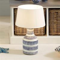 Etched Stoneware Table Lamp, Blue