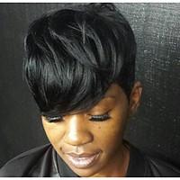 Ethereal Black Partial Fringe Short Hair Synthetic Wig