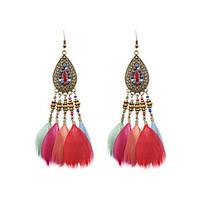 Ethnic Women Acrylic Feather Drop Earrings