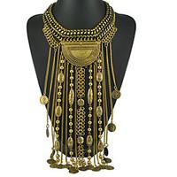 ethnic jewelry long tassel caving beads coin statement necklace antiqu ...