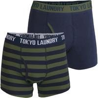 Etty (2 Pack) Striped Boxer Shorts Set in Khaki / Navy  Tokyo Laundry