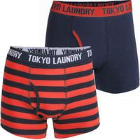 Etty (2 Pack) Striped Boxer Shorts Set in Paprika / Navy  Tokyo Laundry